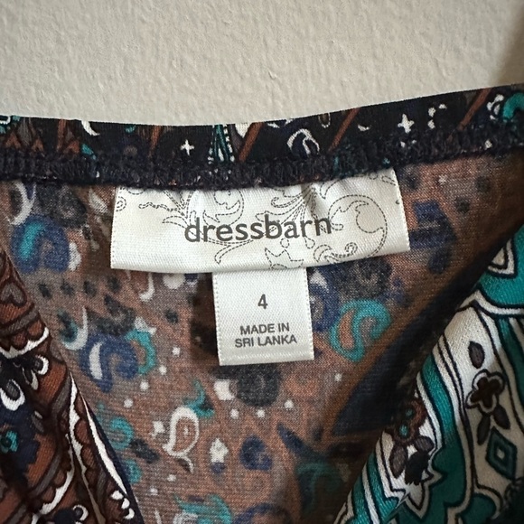 Dress Barn Blue/Brown Dress with Shoulder Cover Size 4 - Picture 6 of 10